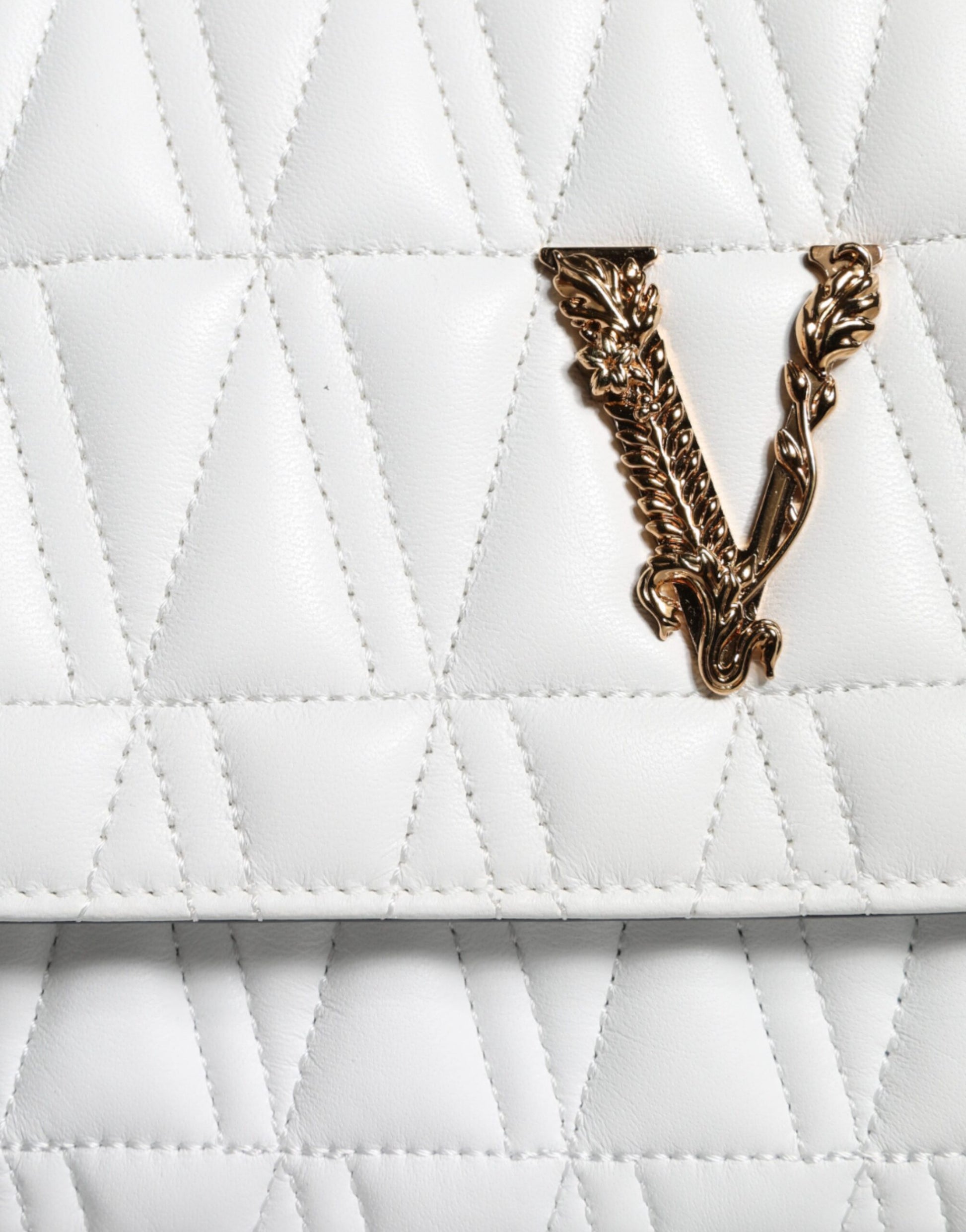 Versace White Mini Nappa Leather Crossbody Shoulder Bag - ClickThatClicks 