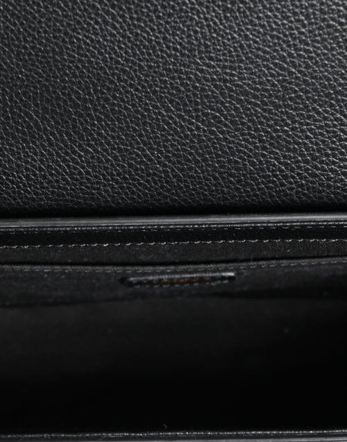 Versace Black Grainy Calf Leather Logo Crossbody Shoulder Bag - ClickThatClicks 