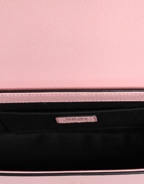 Versace Pink Grainy Calf Leather Logo Crossbody Shoulder Bag - ClickThatClicks 