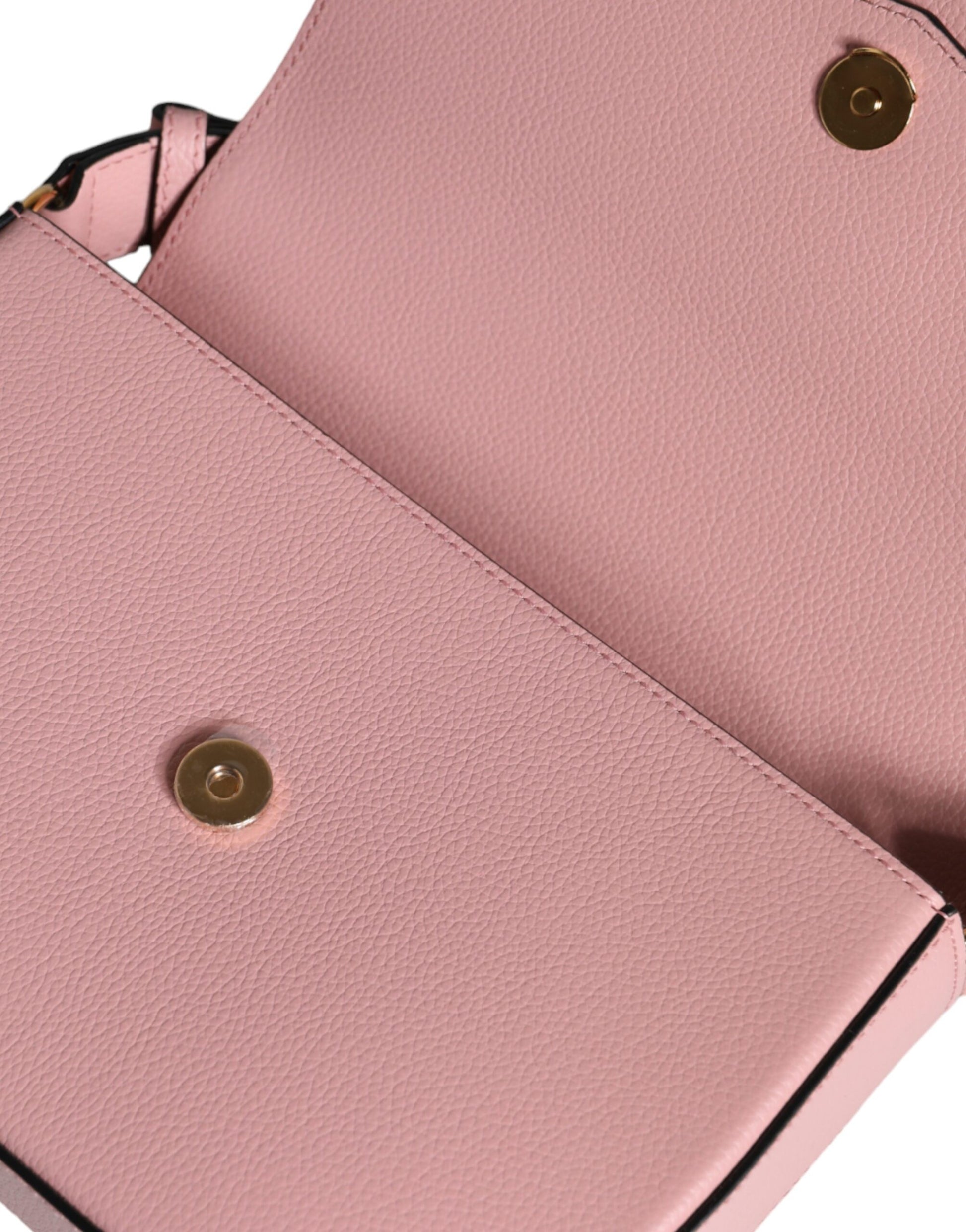 Versace Pink Grainy Calf Leather Logo Crossbody Shoulder Bag - ClickThatClicks 