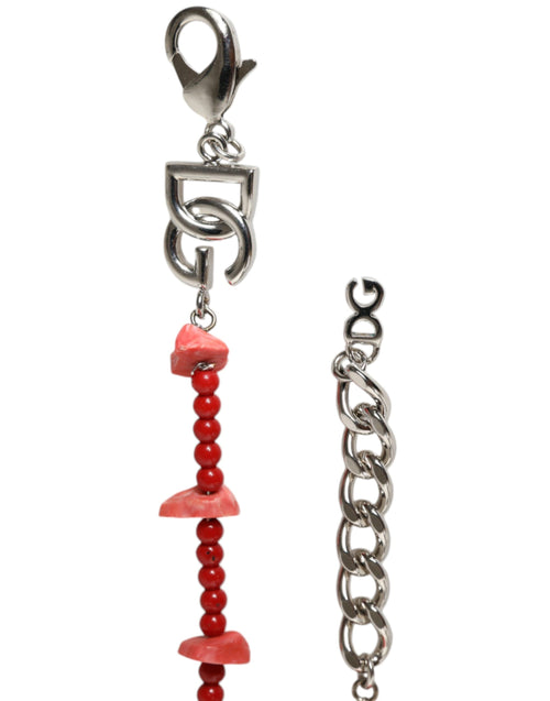 Dolce & Gabbana Silver Tone Brass Beaded Resin DG Logo Chain Bracelet - ClickThatClicks 