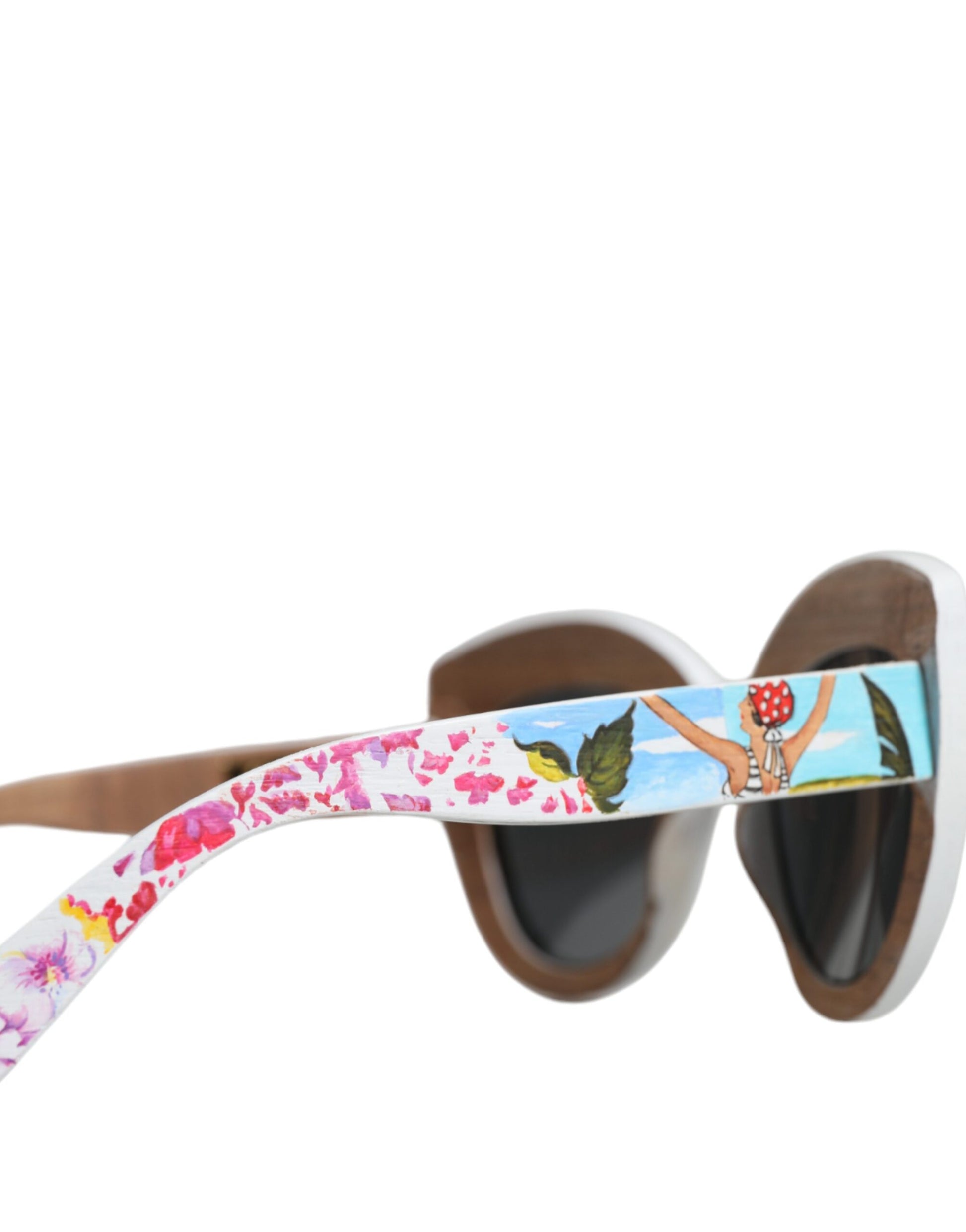 Dolce & Gabbana Multicolor Wood Crystal Brass Frame Floral Hand Paint Sunglasses - ClickThatClicks 