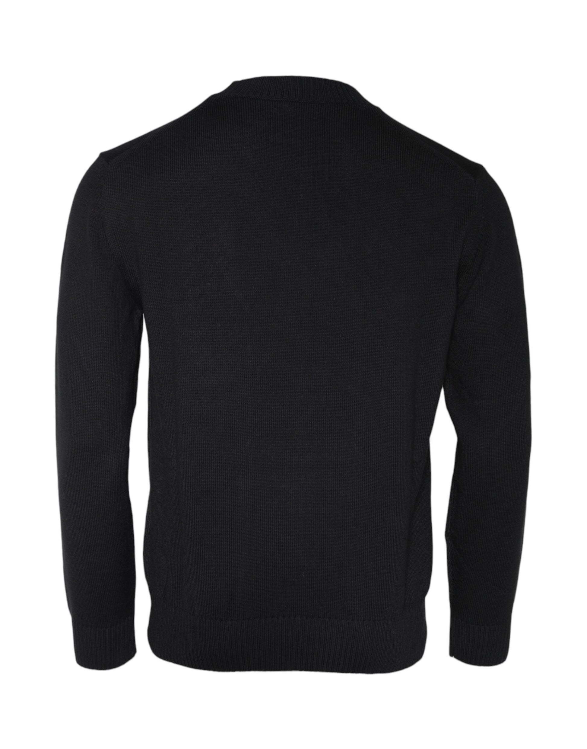 Versace Black Medusa Embroidery Crew Neck Pullover Sweater - ClickThatClicks 