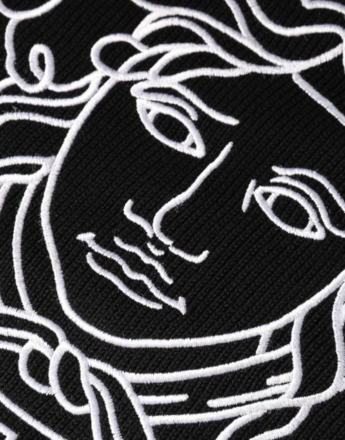 Versace Black Medusa Embroidery Crew Neck Pullover Sweater - ClickThatClicks 
