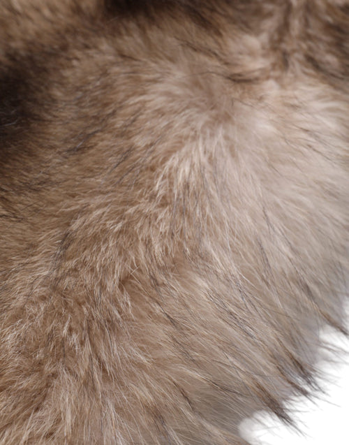 Dolce & Gabbana Brown Frost Fox Fur Neck Warmer Winter Scarf - ClickThatClicks 