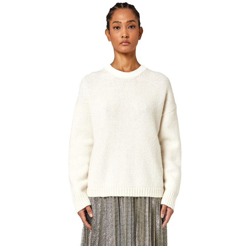 Alpha Studio White Recycled Wool Women Sweater