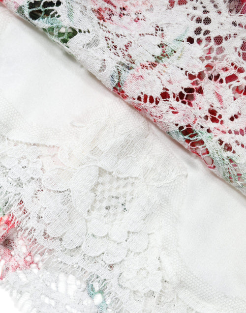Dolce & Gabbana White Peony Lace Short Sleeves Blouse Top - ClickThatClicks 