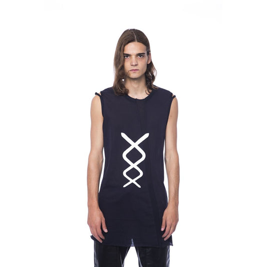 Nicolo Tonetto Black Cotton Men Tank Top - ClickThatClicks 