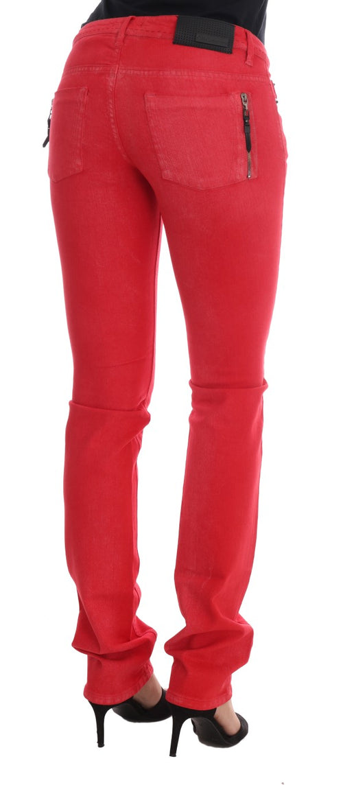 Costume National Red Cotton Stretch Slim Jeans - ClickThatClicks 
