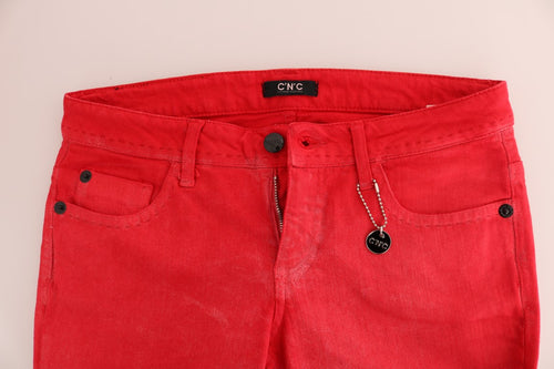 Costume National Red Cotton Stretch Slim Jeans - ClickThatClicks 