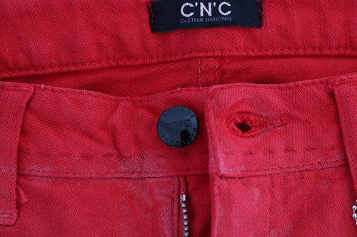 Costume National Red Cotton Stretch Slim Jeans - ClickThatClicks 