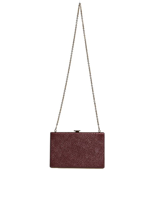 Dolce & Gabbana Maroon Leather Clutch Evening Crossbody Bag - ClickThatClicks 