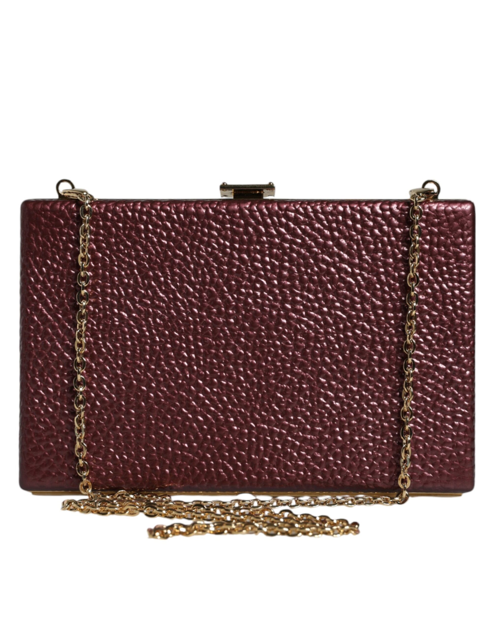 Dolce & Gabbana Maroon Leather Clutch Evening Crossbody Bag - ClickThatClicks 