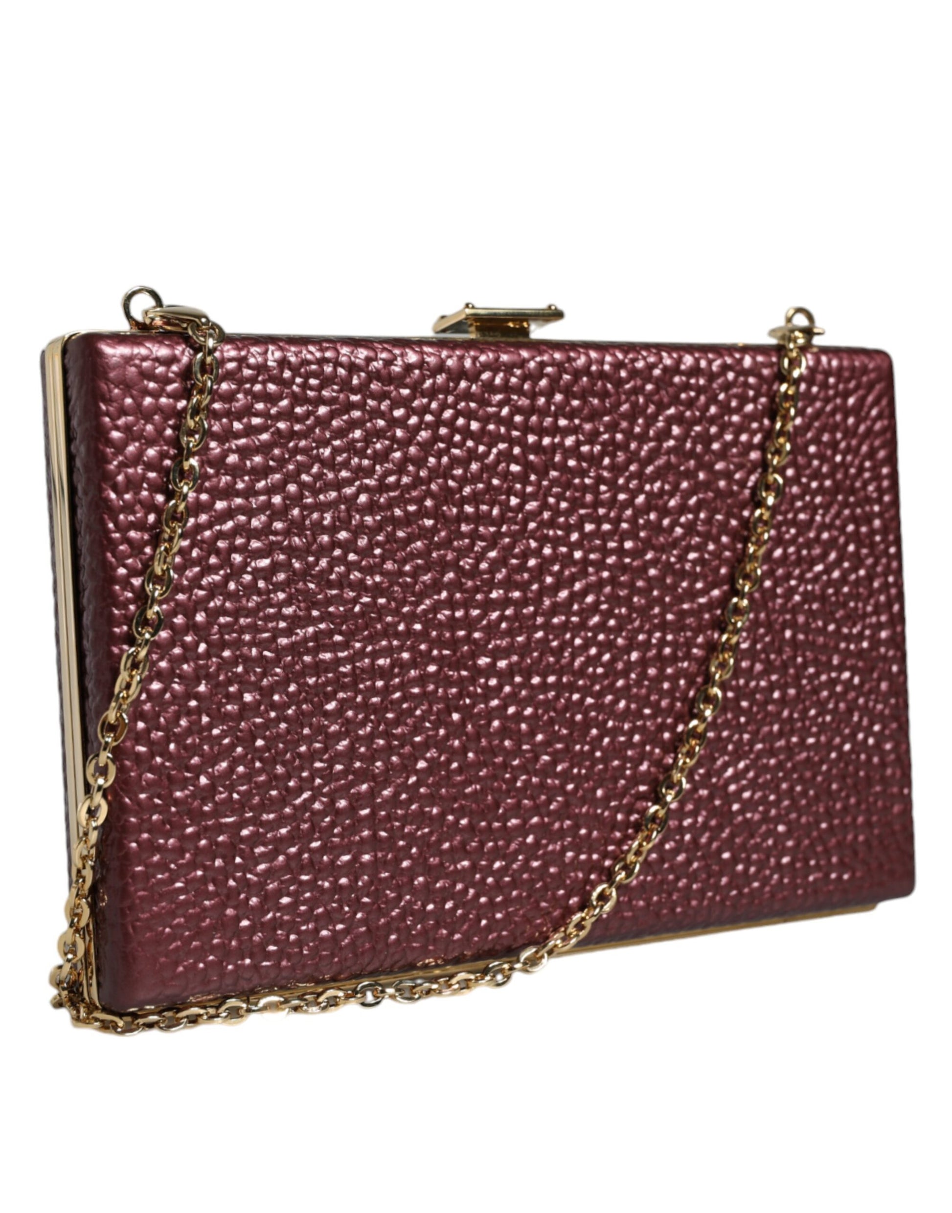 Dolce & Gabbana Maroon Leather Clutch Evening Crossbody Bag - ClickThatClicks 