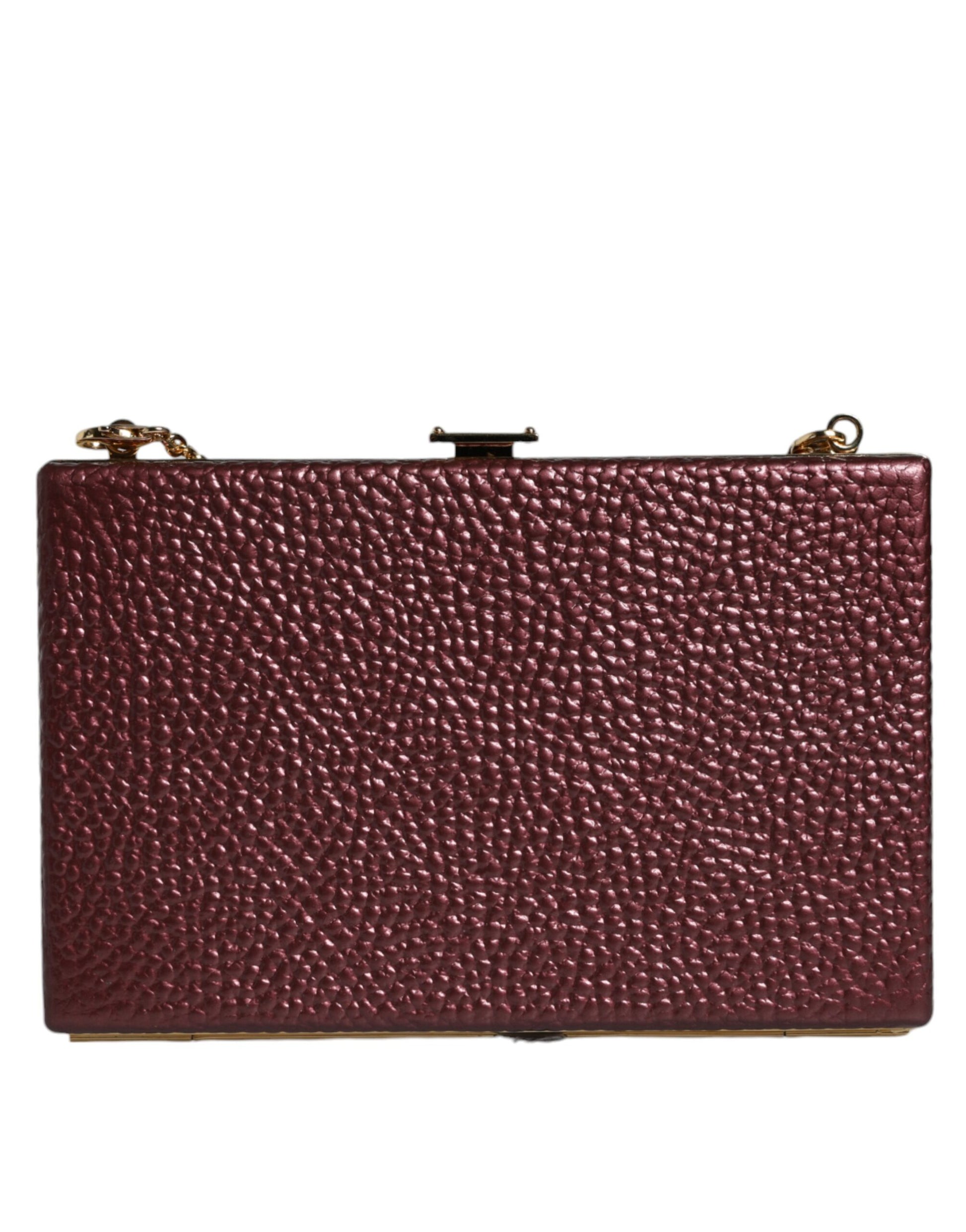 Dolce & Gabbana Maroon Leather Clutch Evening Crossbody Bag - ClickThatClicks 