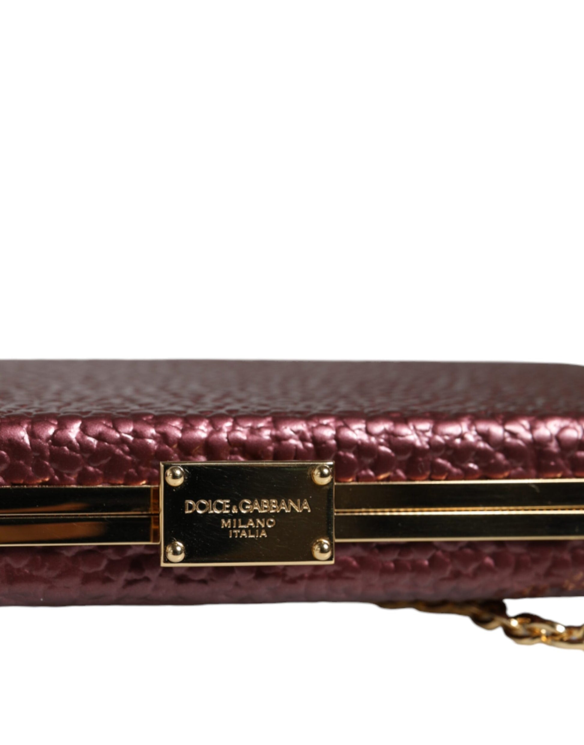 Dolce & Gabbana Maroon Leather Clutch Evening Crossbody Bag - ClickThatClicks 