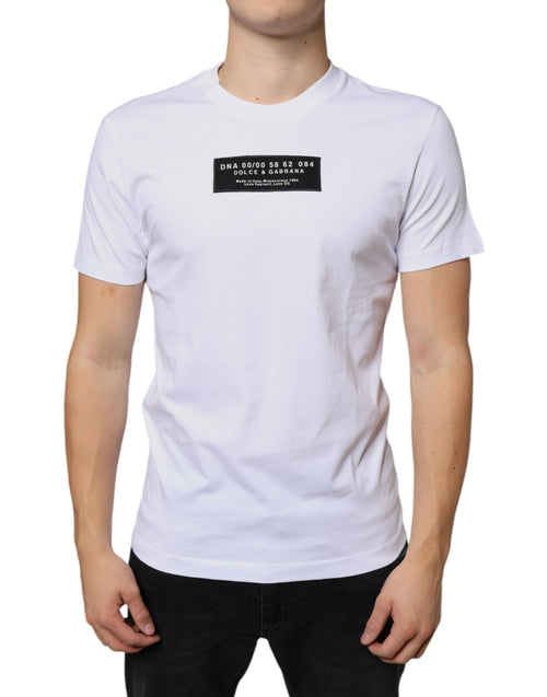 Dolce & Gabbana White Cotton DG Applique Casual T-shirt - ClickThatClicks 
