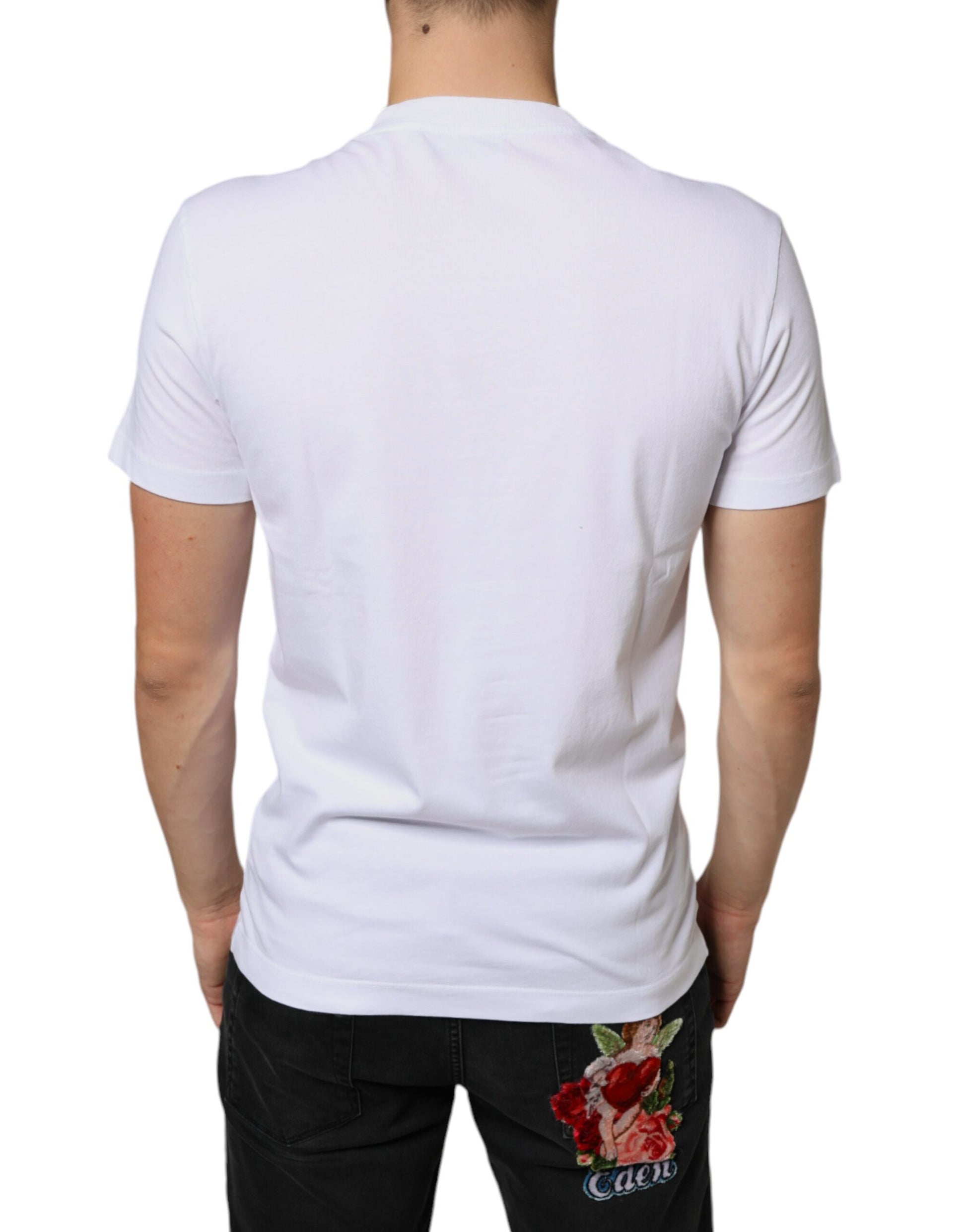 Dolce & Gabbana White Cotton DG Applique Casual T-shirt - ClickThatClicks 