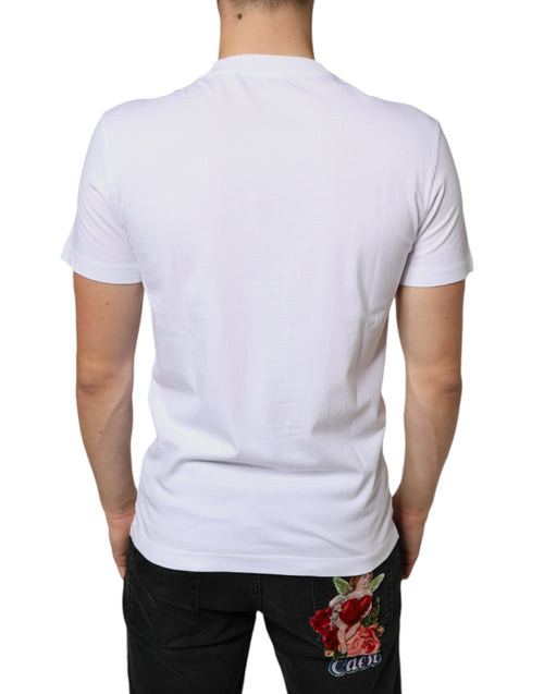 Dolce & Gabbana White Cotton DG Applique Casual T-shirt - ClickThatClicks 