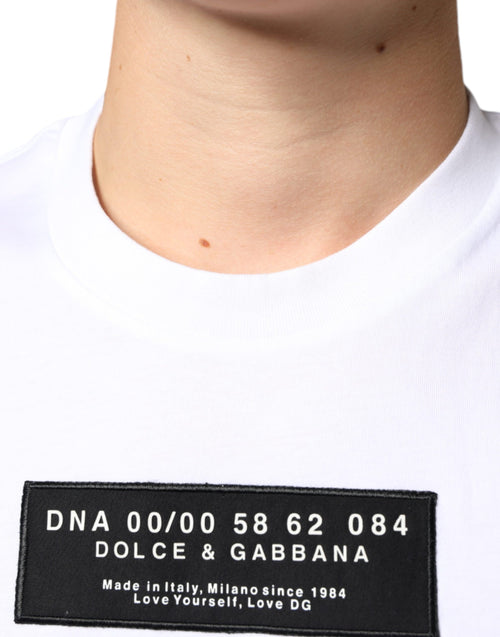 Dolce & Gabbana White Cotton DG Applique Casual T-shirt - ClickThatClicks 