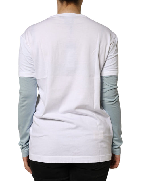 Dolce & Gabbana White Cotton Logo Print Round Neck T-shirt - ClickThatClicks 