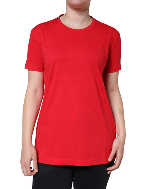 Dolce & Gabbana Red Cotton Crew Neck Short Sleeve Tee T-shirt - ClickThatClicks 