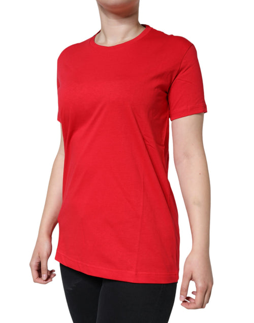 Dolce & Gabbana Red Cotton Crew Neck Short Sleeve Tee T-shirt - ClickThatClicks 