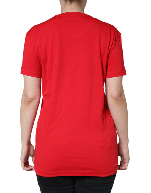 Dolce & Gabbana Red Cotton Crew Neck Short Sleeve Tee T-shirt - ClickThatClicks 