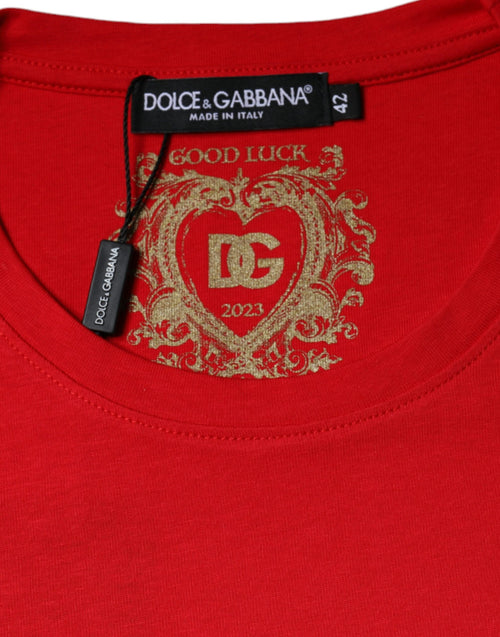 Dolce & Gabbana Red Cotton Crew Neck Short Sleeve Tee T-shirt - ClickThatClicks 