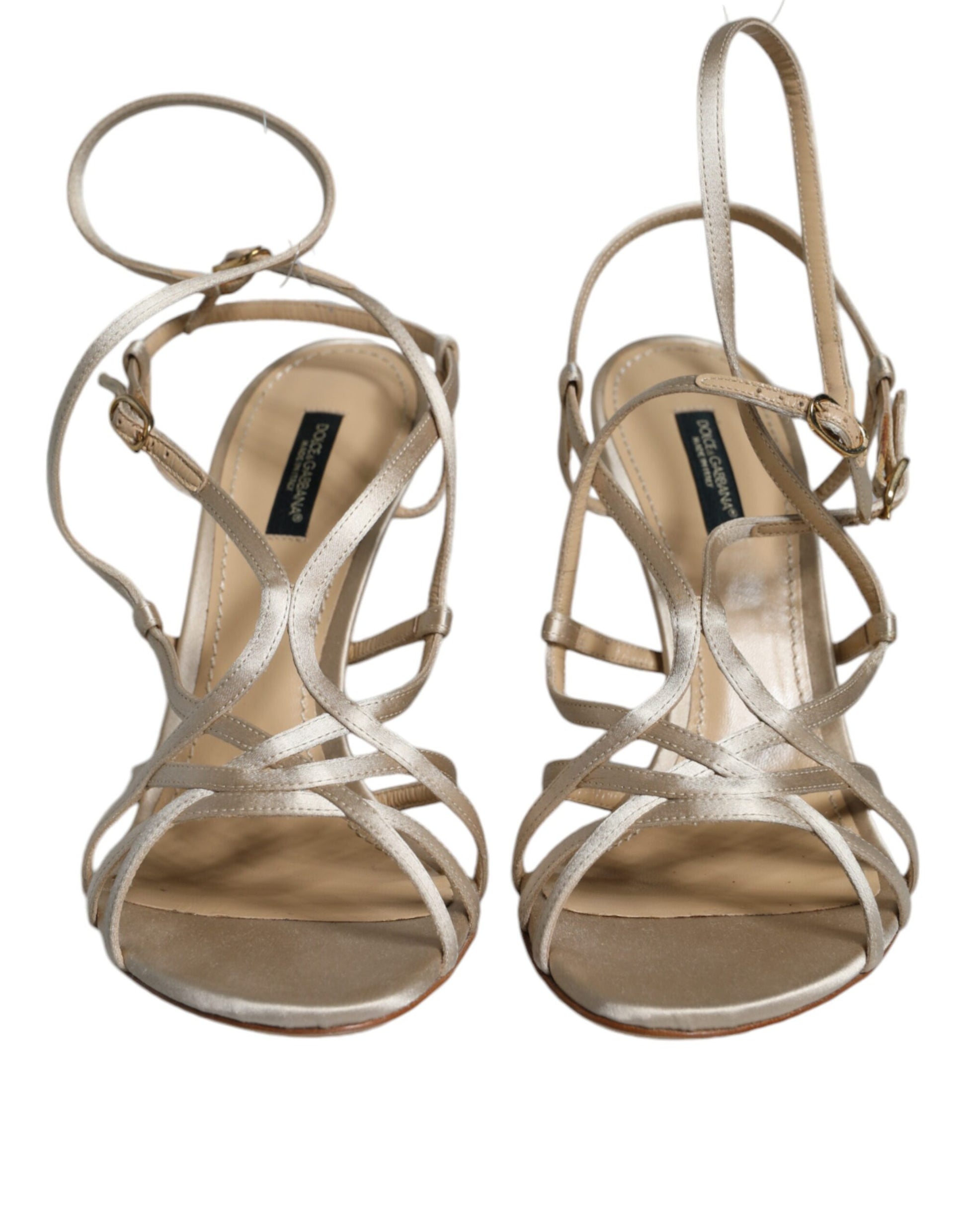 Dolce & Gabbana Beige Leather Stiletto Heels Sandals Shoes - ClickThatClicks 