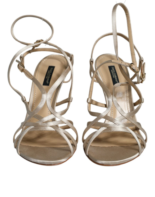 Dolce & Gabbana Beige Leather Stiletto Heels Sandals Shoes - ClickThatClicks 