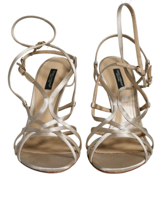 Dolce & Gabbana Beige Leather Stiletto Heels Sandals Shoes - ClickThatClicks 