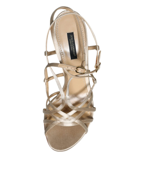 Dolce & Gabbana Beige Leather Stiletto Heels Sandals Shoes - ClickThatClicks 