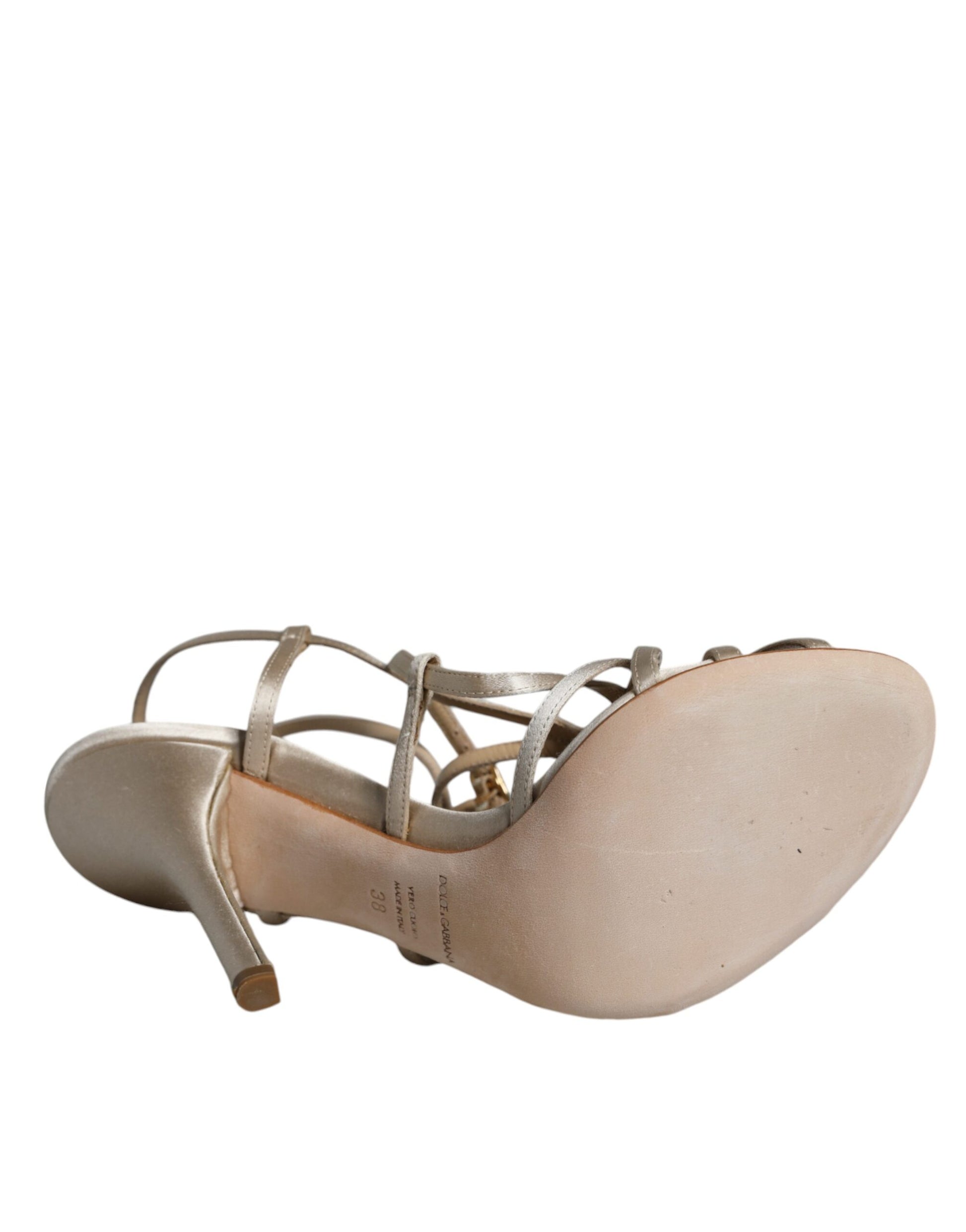 Dolce & Gabbana Beige Leather Stiletto Heels Sandals Shoes - ClickThatClicks 