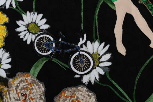 Dolce & Gabbana Black Embellished Daisy Brocade Skirt - ClickThatClicks 