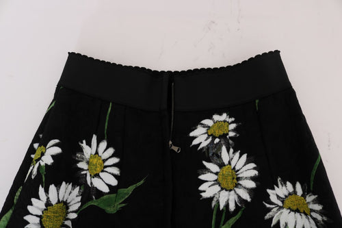 Dolce & Gabbana Black Embellished Daisy Brocade Skirt - ClickThatClicks 