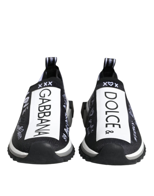Dolce & Gabbana Black White Sorrento Low Top Sneakers Shoes - ClickThatClicks 