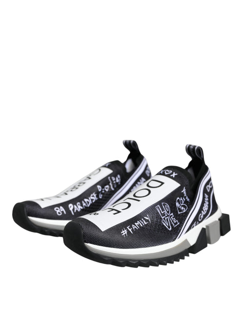 Dolce & Gabbana Black White Sorrento Low Top Sneakers Shoes - ClickThatClicks 