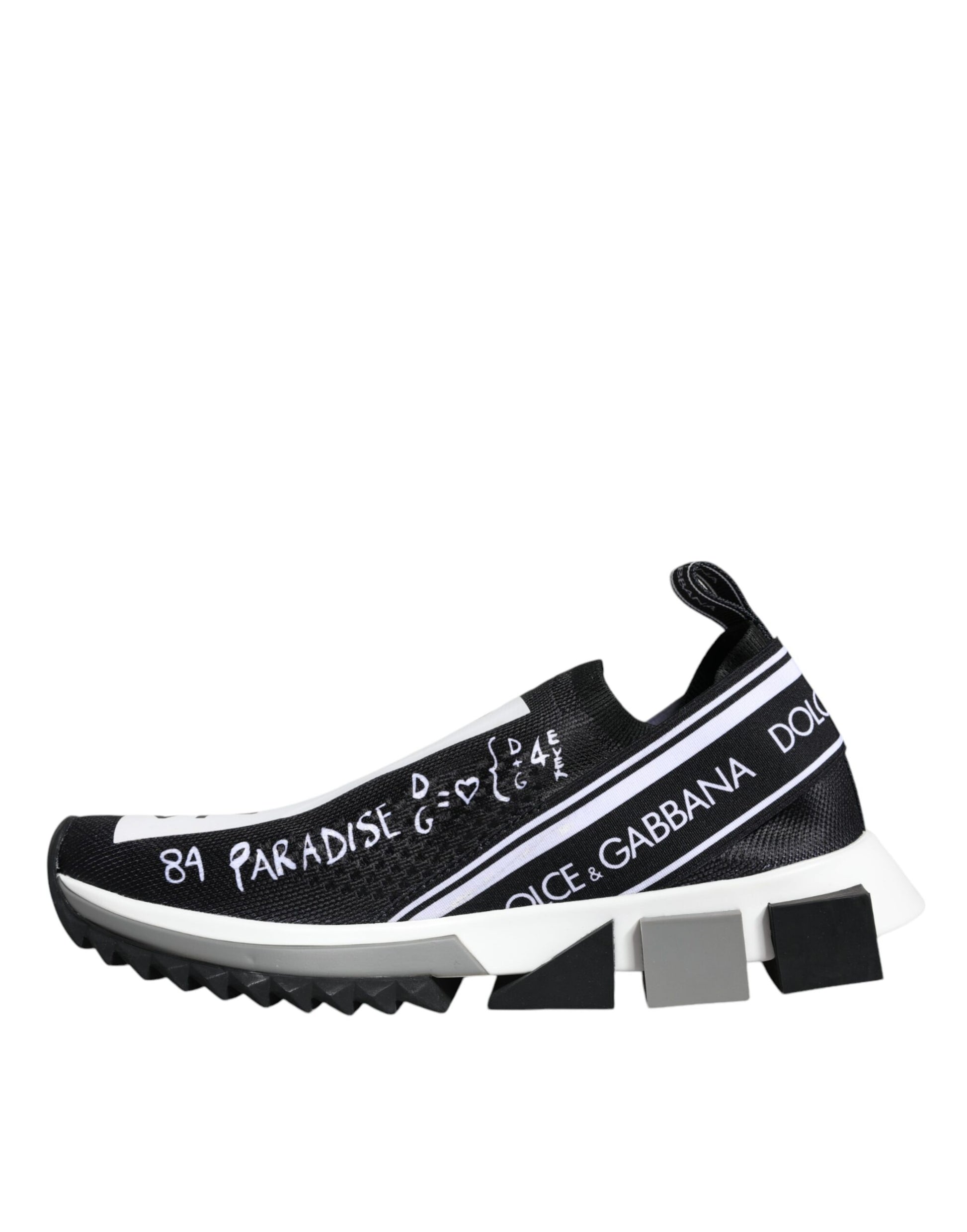 Dolce & Gabbana Black White Sorrento Low Top Sneakers Shoes - ClickThatClicks 