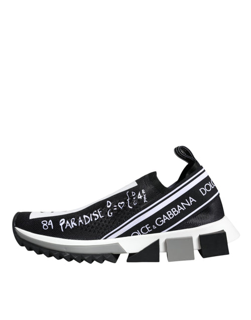 Dolce & Gabbana Black White Sorrento Low Top Sneakers Shoes - ClickThatClicks 