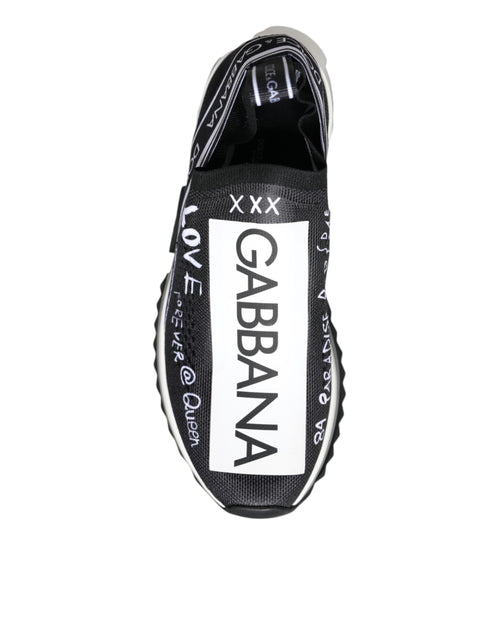 Dolce & Gabbana Black White Sorrento Low Top Sneakers Shoes - ClickThatClicks 