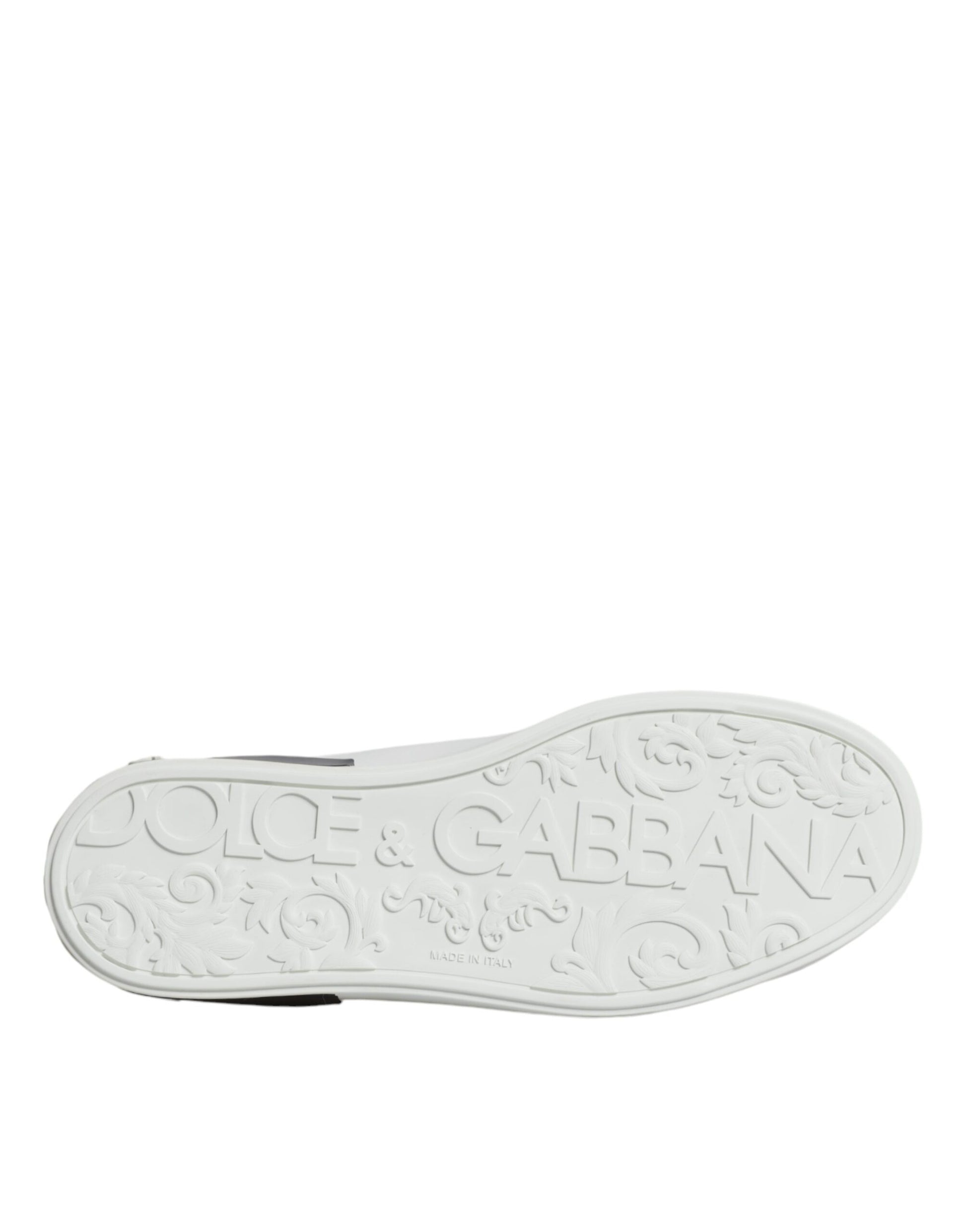Dolce & Gabbana White Leather Logo Portofino Sneaker Shoes - ClickThatClicks 