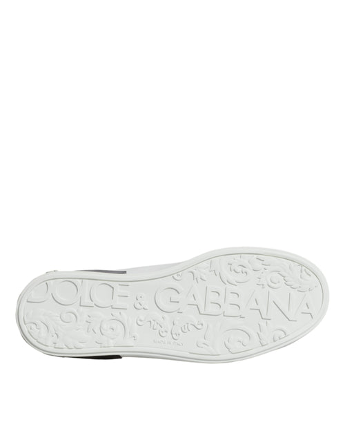 Dolce & Gabbana White Leather Logo Portofino Sneaker Shoes - ClickThatClicks 