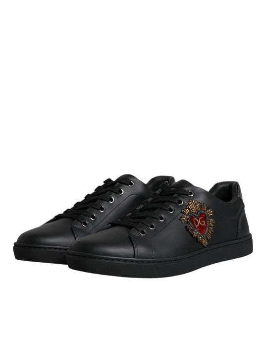Dolce & Gabbana Black London Sacred Heart Men Sneakers Shoes - ClickThatClicks 
