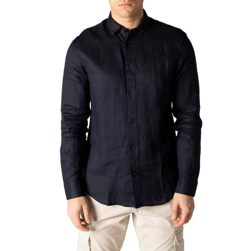 Armani Exchange Blue Linen Dress Shirt