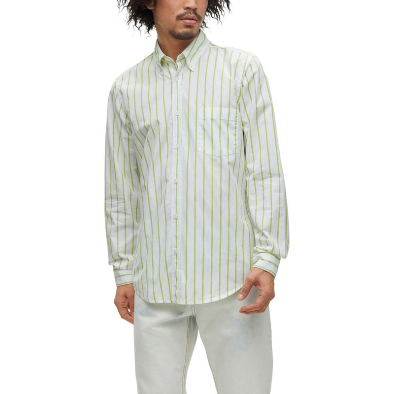 Hugo Boss Green Cotton Dress Shirt