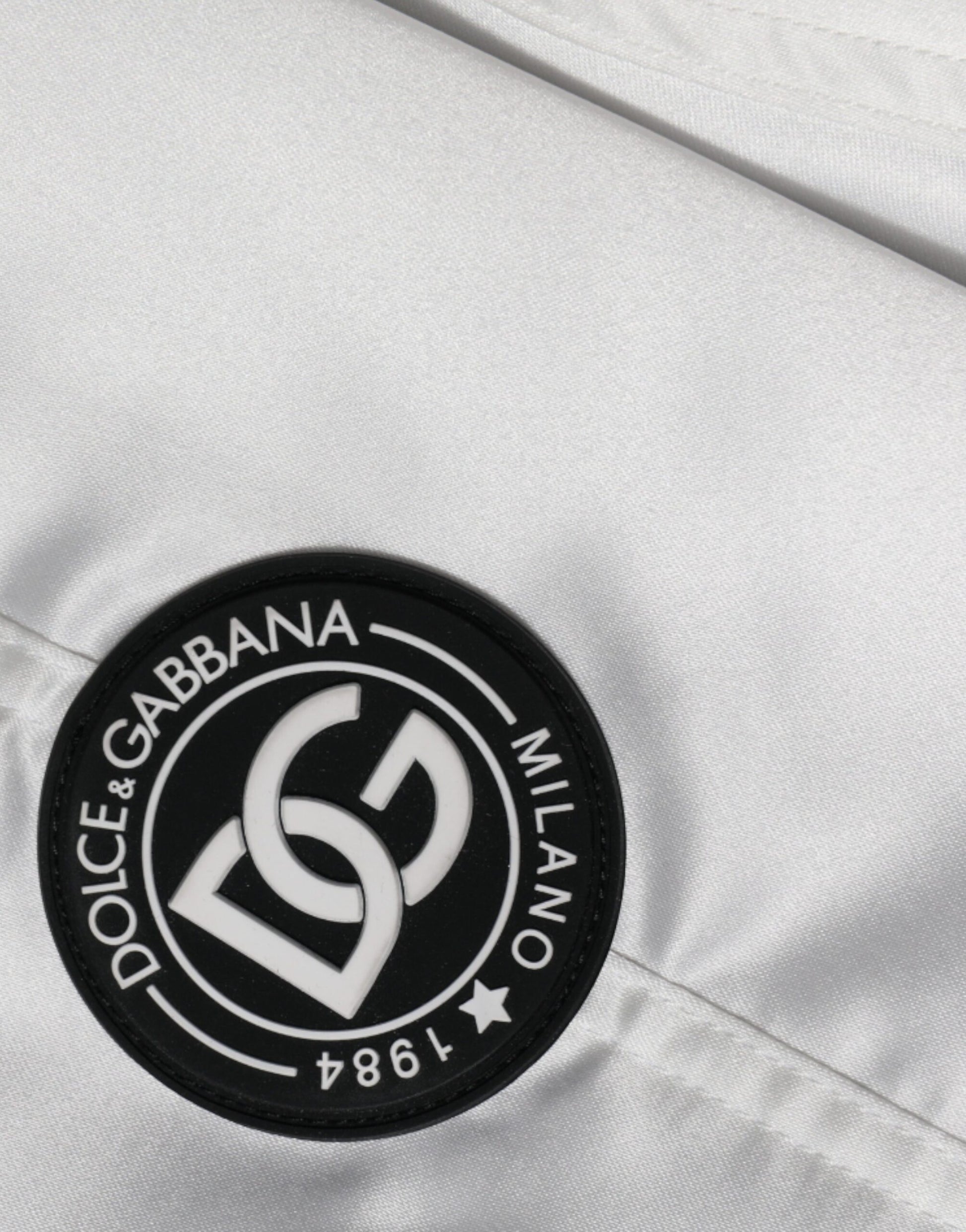 Dolce & Gabbana White Polyester Logo Full Zip Bomber Jacket - ClickThatClicks 
