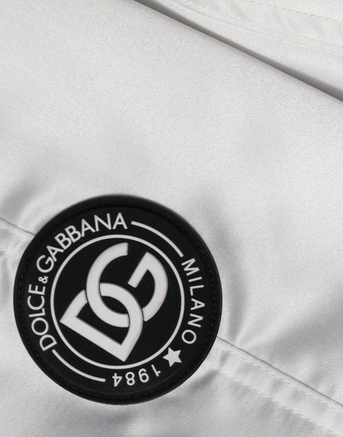 Dolce & Gabbana White Polyester Logo Full Zip Bomber Jacket - ClickThatClicks 