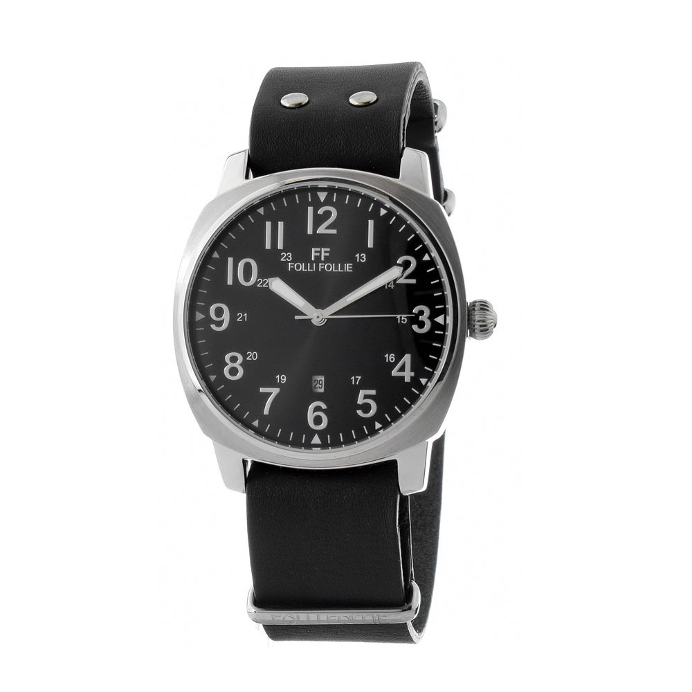 Folli Follie Black Leather Dress Watch - ClickThatClicks 