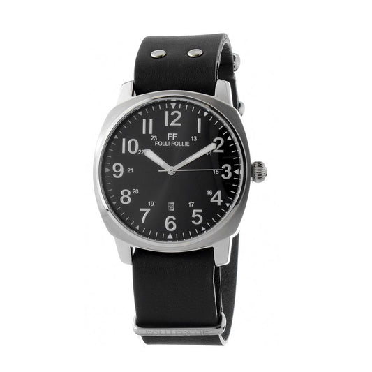 Folli Follie Black Leather Dress Watch - ClickThatClicks 